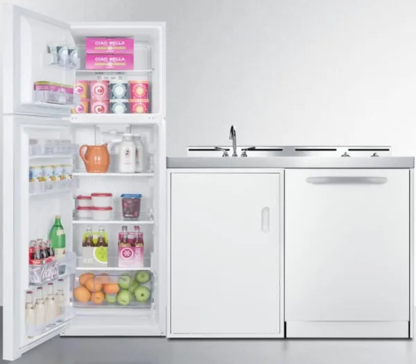 Summit Appliance ACKDW721G 72" Wide All-in-one Kitchenette with Full-sized Frost-free Refrigerator-Freezer, 24" Dishwasher