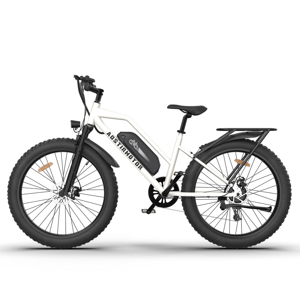 Aostirmotor G07-G Electric Bike 750W 48V 13Ah Fat Tire Ebike With Rack And Fender For Girls And Adults.