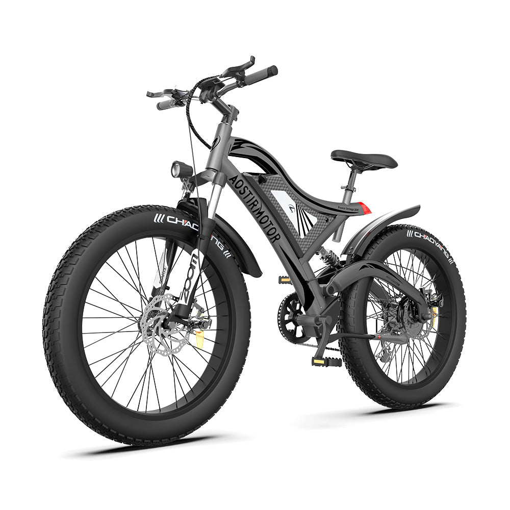 Aostirmotor S18-Grey 750W Motor&48V 15Ah 26 * 4.0 Inch Fat Tire Electric Mountain Bike Ebike