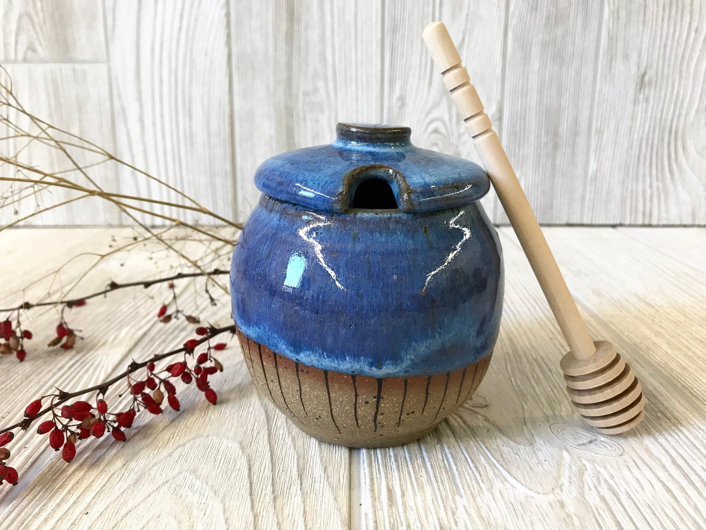 Honey Pot - Sugar Jar - Pottery Handmade