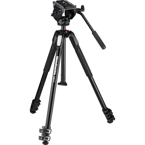 Manfrotto Mt190X3 3-Section Aluminum Tripod With Mvh500Ah Fluid Head Hybrid Video Kit