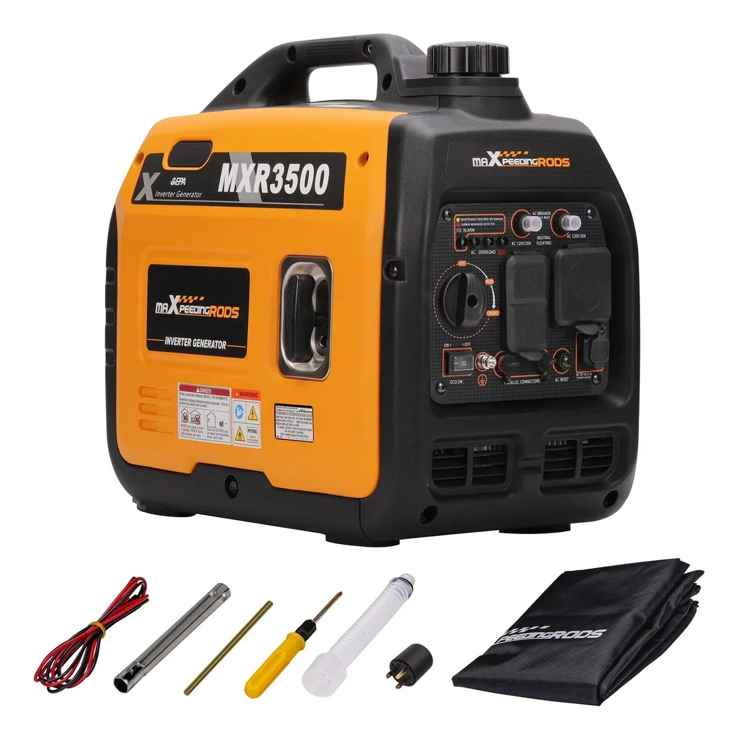 Gas Powered 3500 Watt Portable Inverter Generator Super Quiet 58 dB Home Backup