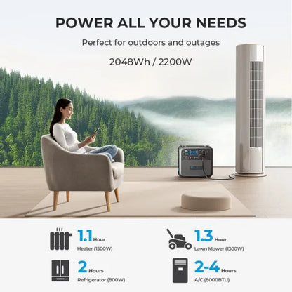 BLUETTI AC200MAX 2200W Power Station Solar Generator 2048Wh LiFePO4 Battery MPPT