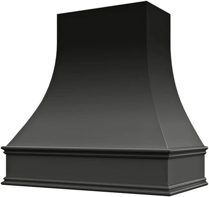 Riley & Higgs Curved Front Unfinished Range Hood Cover With Decorative Molding - Wall Mounted (Black, 48 W X 48 H inches)