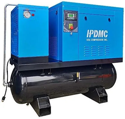 HPDMC ASME Rotary Screw Air Compressor With Tank & Refrigerated Dryer