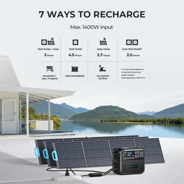 BLUETTI AC200MAX 2200W Power Station Solar Generator 2048Wh LiFePO4 Battery MPPT
