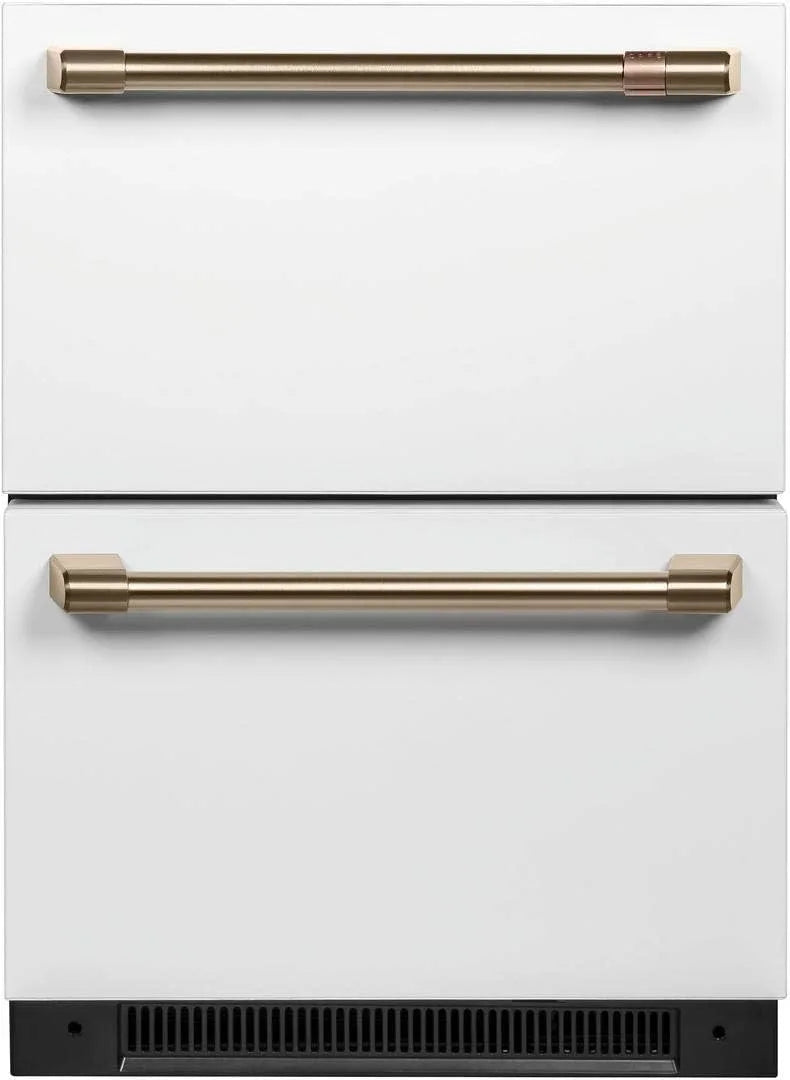 Cafe Matte White With Brushed Bronze Built-In Dual-Drawer Refrigerator
