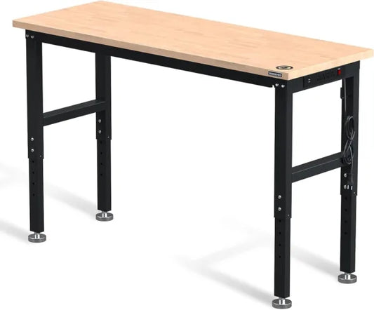 WORKPRO 60" Adjustable Workbench, Rubber Wood Top Heavy-Duty Workstation, 2000 LBS Load Capacity Pack of 10