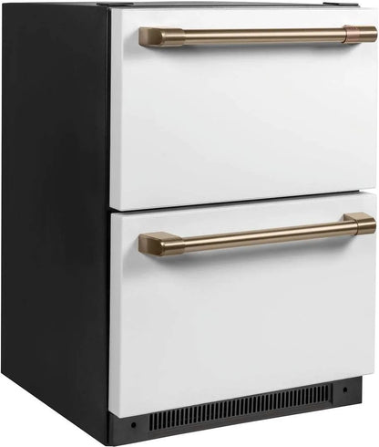 Cafe Matte White With Brushed Bronze Built-In Dual-Drawer Refrigerator