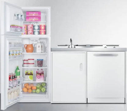 Summit Appliance ACKDW721G 72" Wide All-in-one Kitchenette with Full-sized Frost-free Refrigerator-Freezer, 24" Dishwasher