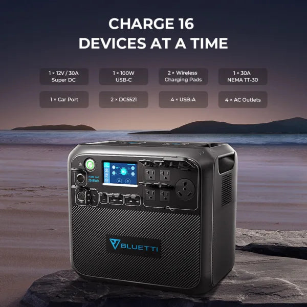 BLUETTI AC200MAX 2200W Power Station Solar Generator 2048Wh LiFePO4 Battery MPPT