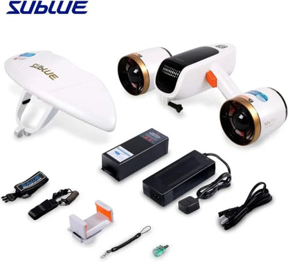 sublue WhiteShark Mix Pro Smart Underwater Scooter with Smartphone Case Mount/Camera Mount, 2 Gear Speed Switch, Dual Motor 40M