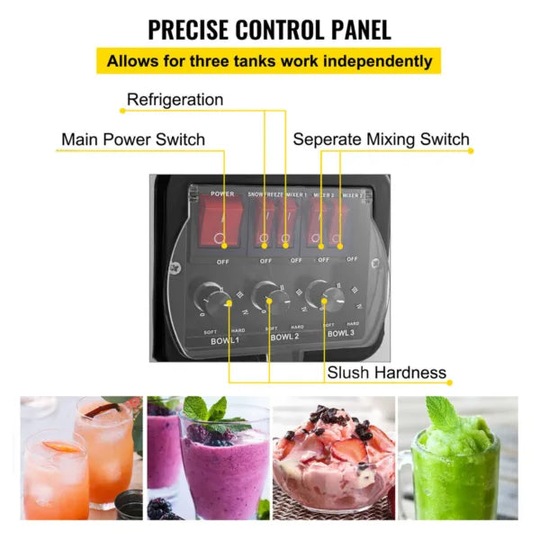 45L Commercial 3Tank Frozen Drink Slush Slushy Making Machine Smoothie Ice Maker