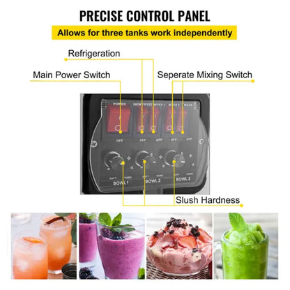 45L Commercial 3Tank Frozen Drink Slush Slushy Making Machine Smoothie Ice Maker