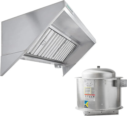 HOODMART 8' Concession Trailer Hood System for Food Truck | Commercial Range Hood with Direct Drive Exhaust Fan