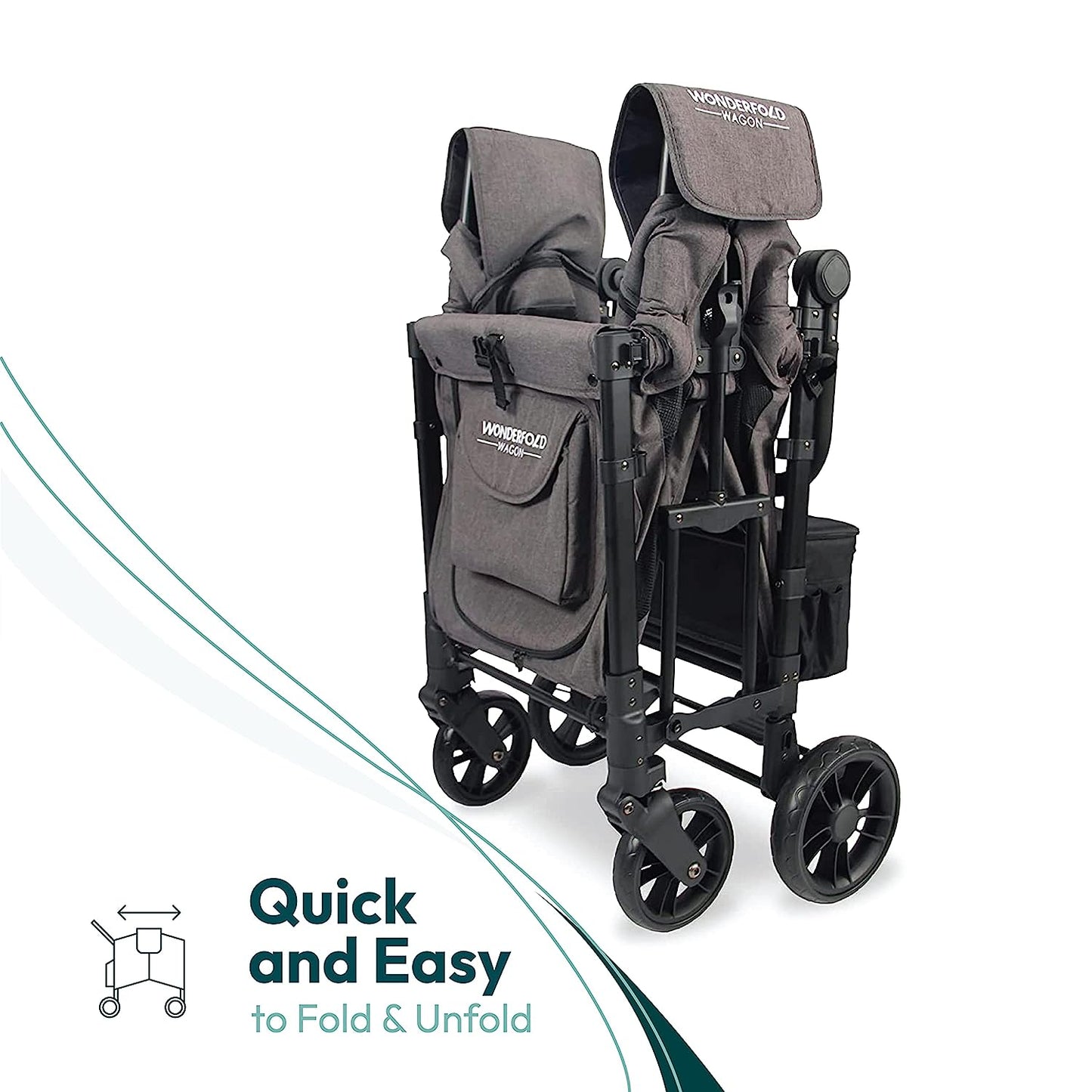 Wonderfold W2 Elite Double Stroller Wagon Gray