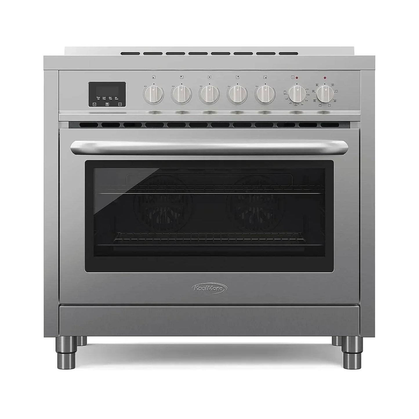 KoolMore 36 Inch All-Electric Range Oven with Ceramic Cooktop Burners, Stainless Steel Kitchen Stove