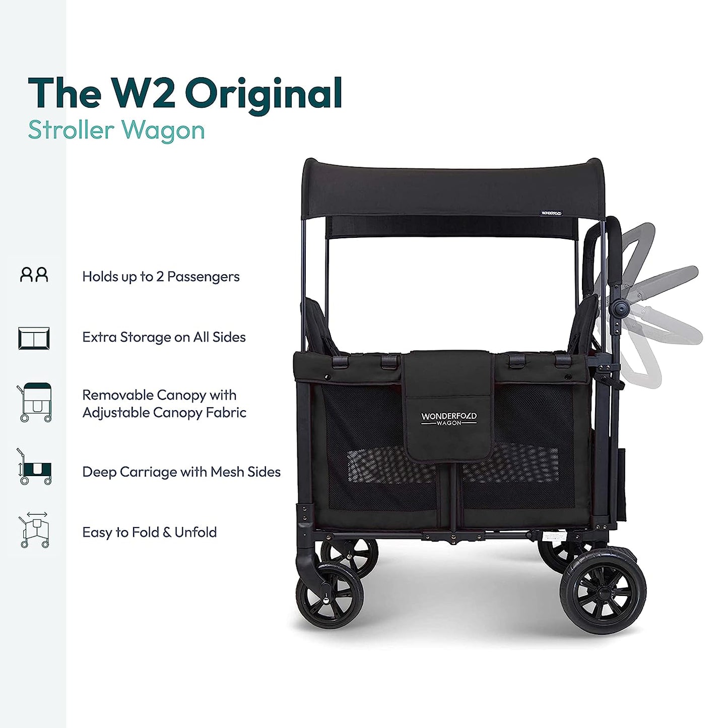Wonderfold W2 Elite Double Stroller Wagon Black