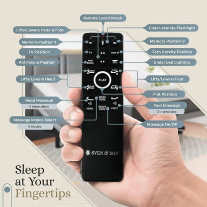 Sven & Son Split King Adjustable Bed Base Frame + 12" Luxury Cool Gel Memory Foam Mattress, Head Up Foot Up