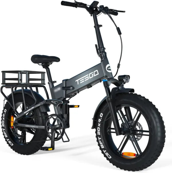 Folding Electric Bike 1000W - TESGO Electric Bicycle for Adult 20" Fat Tire E-Bike for Mountain