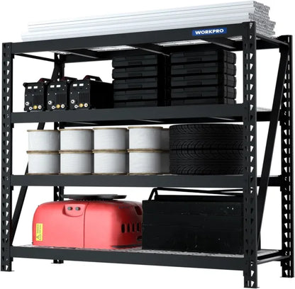 WORKPRO 68" Ultra Wide 4-Tier Metal Garage Shelving Unit, 68"W x 24"D x 65"H, 7200 LBS Capacity, Heavy Duty Storage Utility Rack, Pack of 10