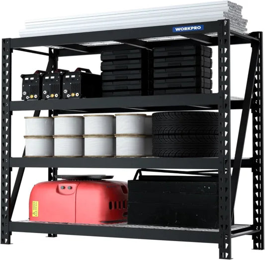 WORKPRO 68" Ultra Wide 4-Tier Metal Garage Shelving Unit, 68"W x 24"D x 65"H, 7200 LBS Capacity, Heavy Duty Storage Utility Rack, Pack of 10