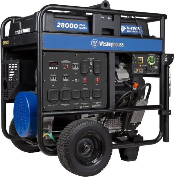 Westinghouse 28000 Peak Watt Home Backup Portable Generator, Remote Electric Start with Auto Choke, Transfer Switch Ready 30A & 50A Outlets