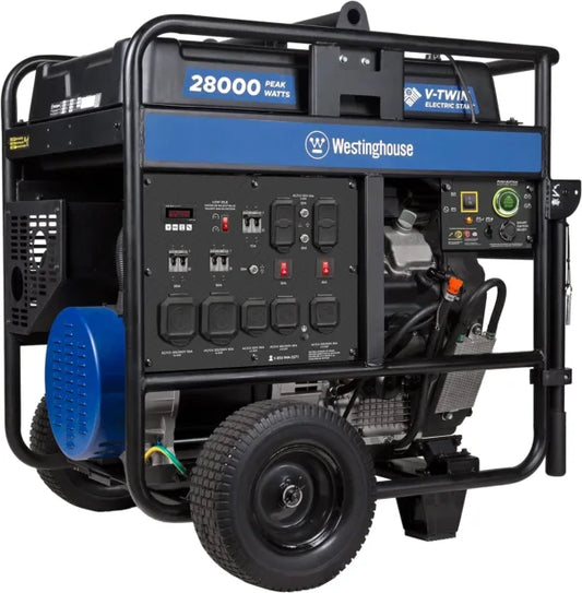 Westinghouse 28000 Peak Watt Home Backup Portable Generator, Remote Electric Start with Auto Choke, Transfer Switch Ready 30A & 50A Outlets