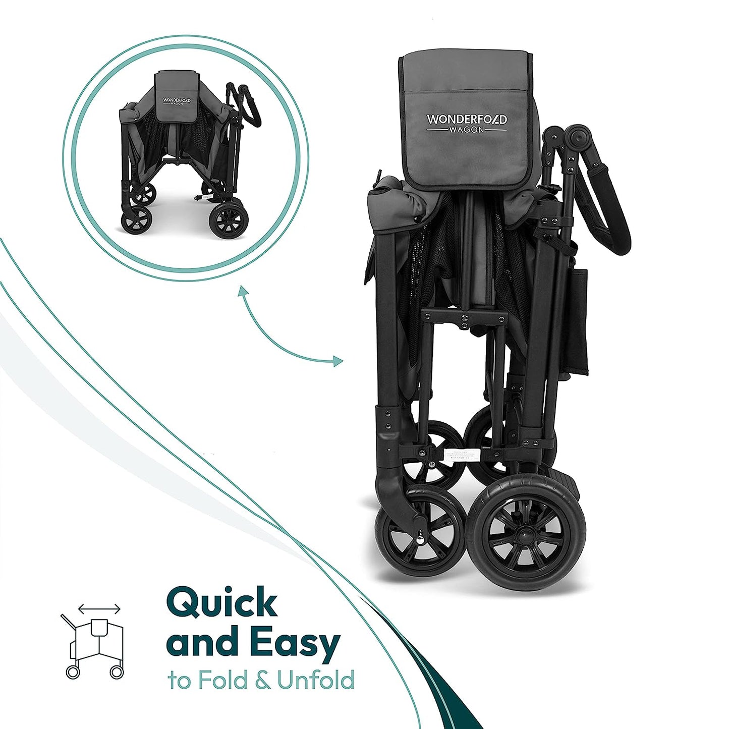 Wonderfold W2 Elite Double Stroller Wagon Gray