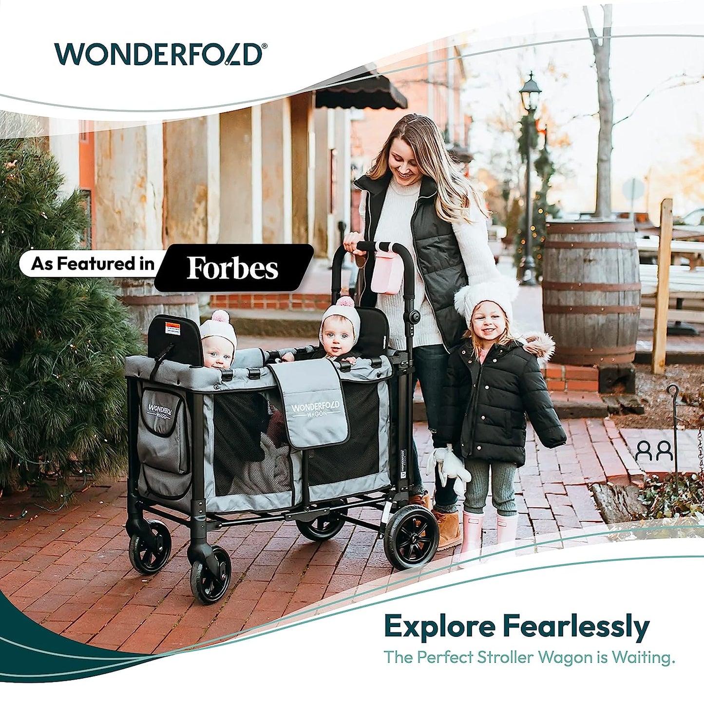 Wonderfold W2 Elite Double Stroller Wagon Gray