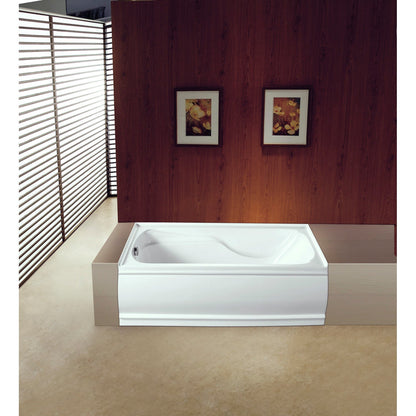 Aqua Eden  Vtde603221X-P 60X32X21 Acrylic Alcove Bathtub