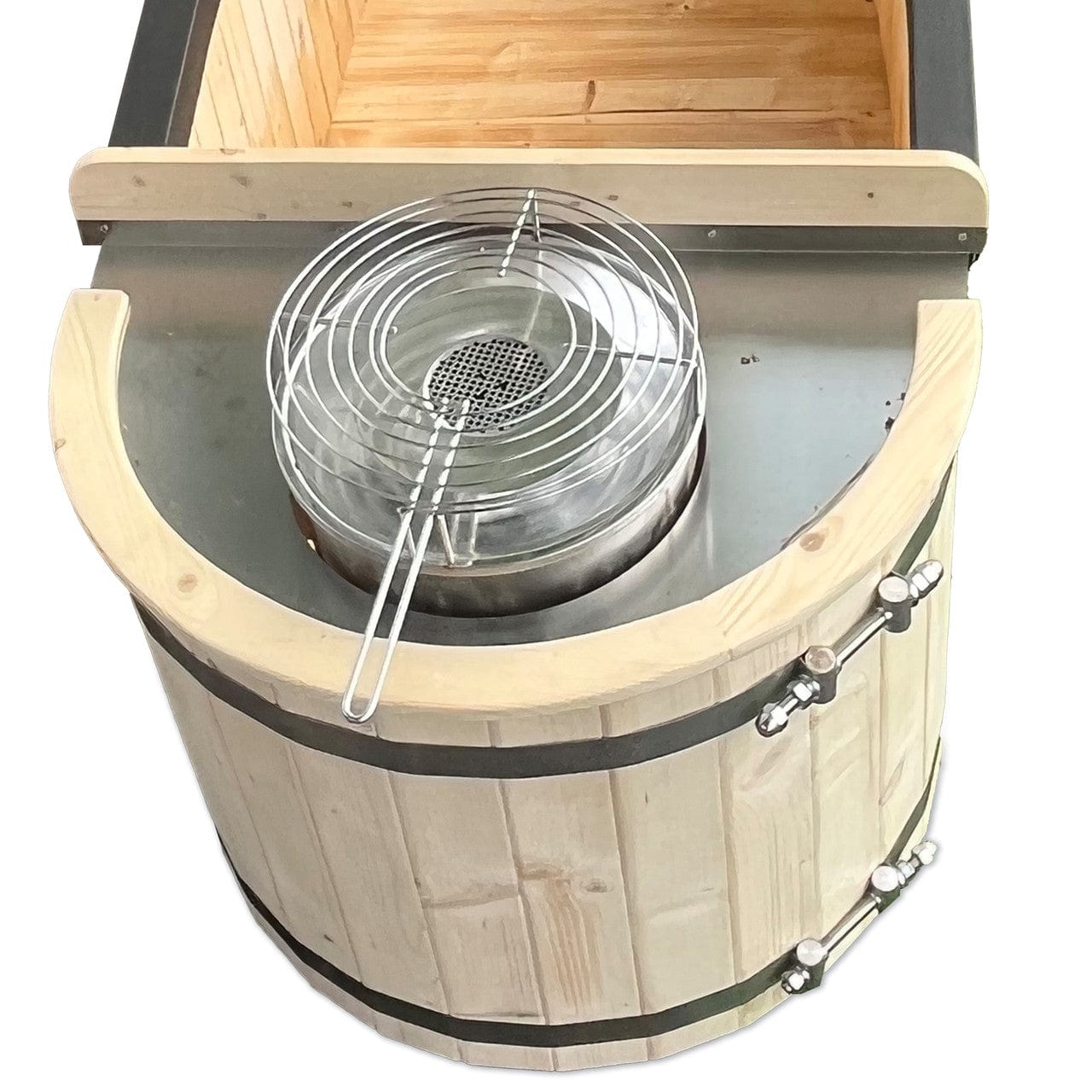 Aleko Natural Pine Wood Hot Tub 2 Persons 132 Gallons With Charcoal Stove