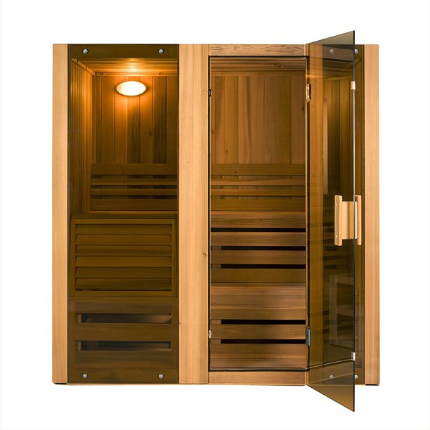 ALEKO Hemlock Indoor Wet Dry Sauna Steam Room, 3 kW Harvia KIP Heater, 3 Person