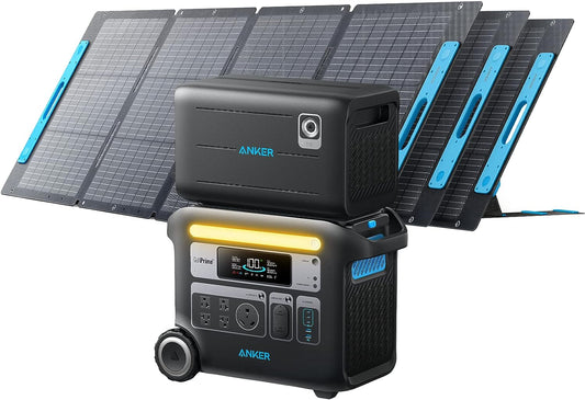 Anker SOLIX F2000 Portable Power Station, PowerHouse 767 and 760 Expansion Battery, with 3×200W Solar Panels, 4096Wh LiFePO4 Battery with 4 AC...