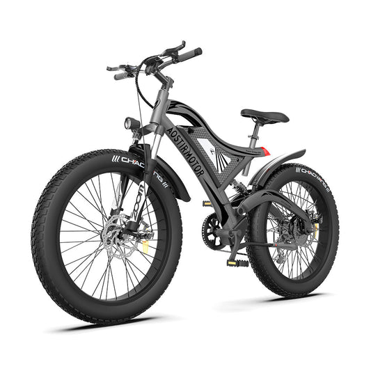 Aostirmotor S18-Grey 750W Motor&48V 15Ah 26 * 4.0 Inch Fat Tire Electric Mountain Bike Ebike
