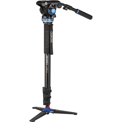 Benro A48T Classic Aluminum Monopod With Flip Locks, 3-Leg Base, And S6Pro Video Head