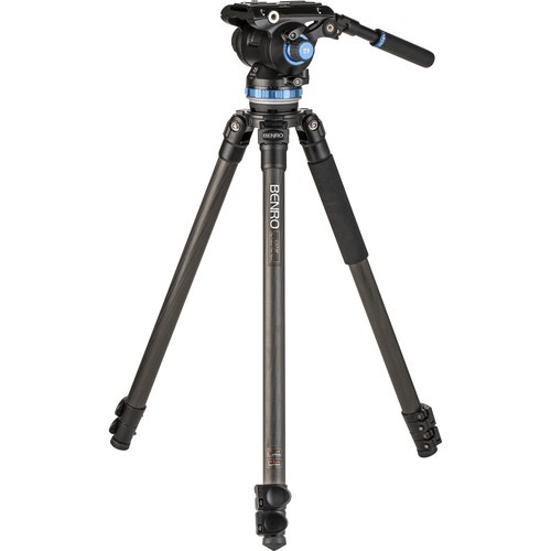 Benro C373F Carbon Single Tube S8Pro Head - 75Mm Half Ball Adapter, 3-Leg Sections
