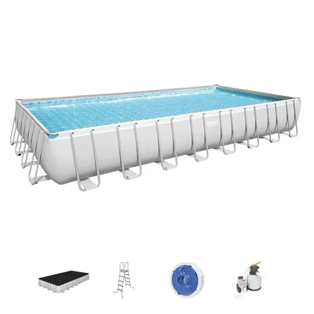 Bestway Power Steel 31’4 x 16′ x 52 Above Ground Rectangular Swimming Pool Set