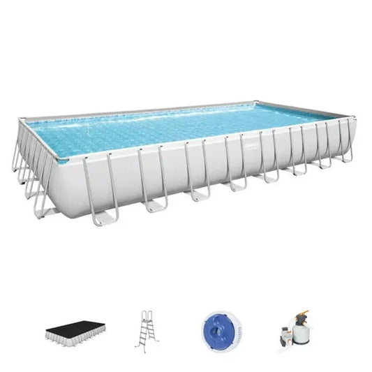 Bestway Power Steel 31’4 x 16′ x 52 Above Ground Rectangular Swimming Pool Set