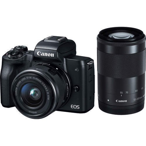 Canon Eos M50 Mirrorless Digital Camera With 15-45Mm And 55-200Mm Lenses (Black)