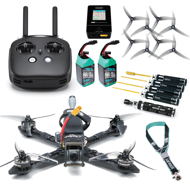 Dji Fpv Transition Kit Bundle - Drone, Air Unit & Radio - Hd-Sf Solder Free Diy Build Kit (Mr-30 Quick Connection)