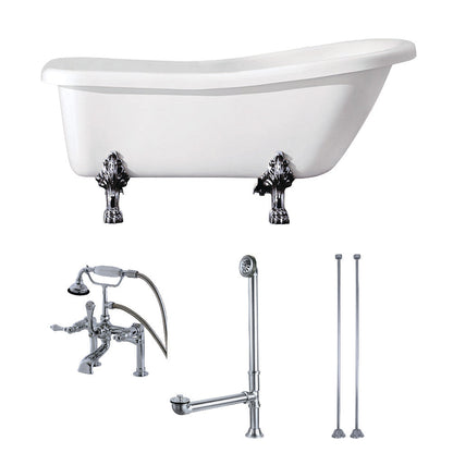 Aqua Eden 67-Inch Acrylic Single Slipper Clawfoot Tub Combo-Select Your Trim