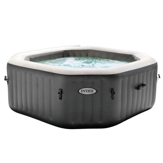 Intex 120 Bubble Jets 4-Person Octagonal Portable Inflatable Hot Tub Spa, Gray