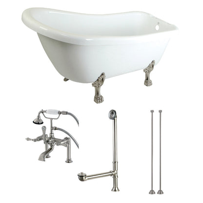 Aqua Eden 67-Inch Acrylic Single Slipper Clawfoot Tub Combo-Select Your Trim