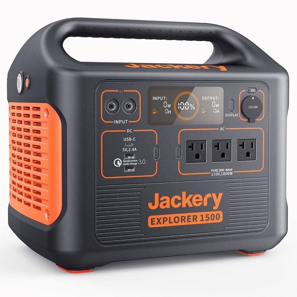 Jackery Explorer 1500 Outdoor Portable Power Station Solar Battery Generator With Push Button Start and AC Outlets
