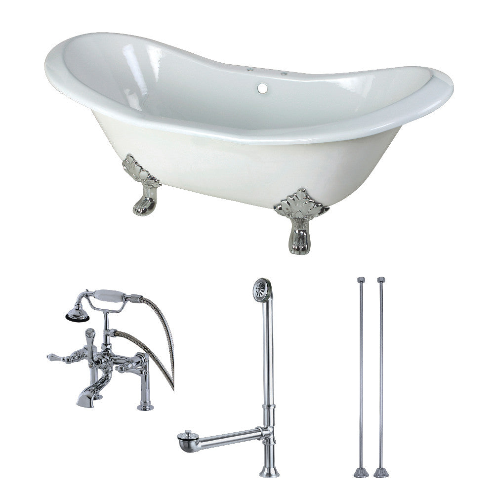 Aqua Eden 72-Inch Cast Iron Double Slipper Clawfoot Tub Combo Aqua Eden