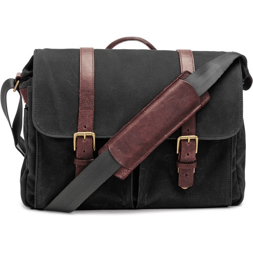 Ona Brixton Camera/Laptop Messenger Bag (Canvas, Black)