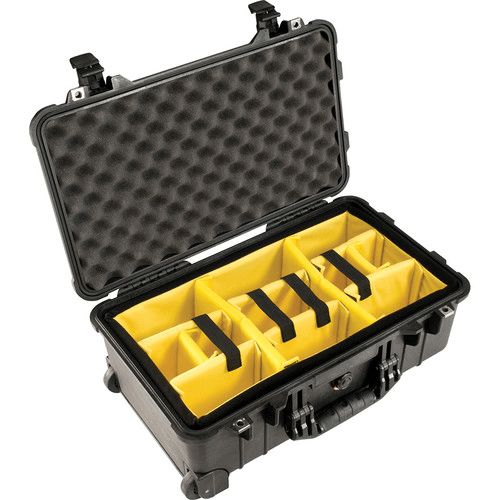 Pelican 1510 Carry On Case With Yellow And Black Divider Set (Black)