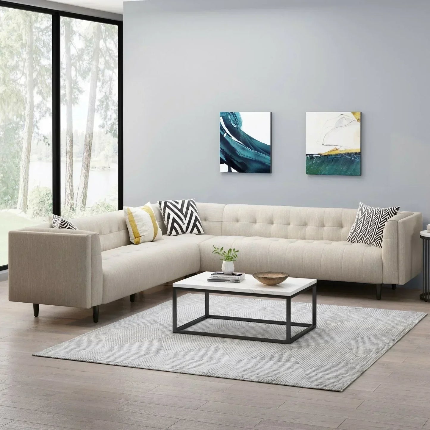 Konnor Contemporary Upholstered 3 Piece Sectional Sofa Set