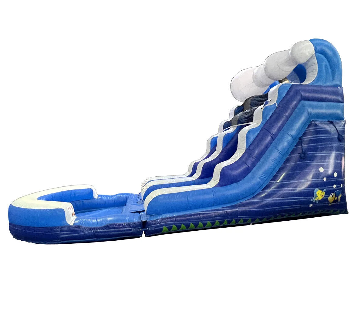 Premium Inflatable Water Slide For Kids 15 Ft Blue Wave Bouncer with Blower